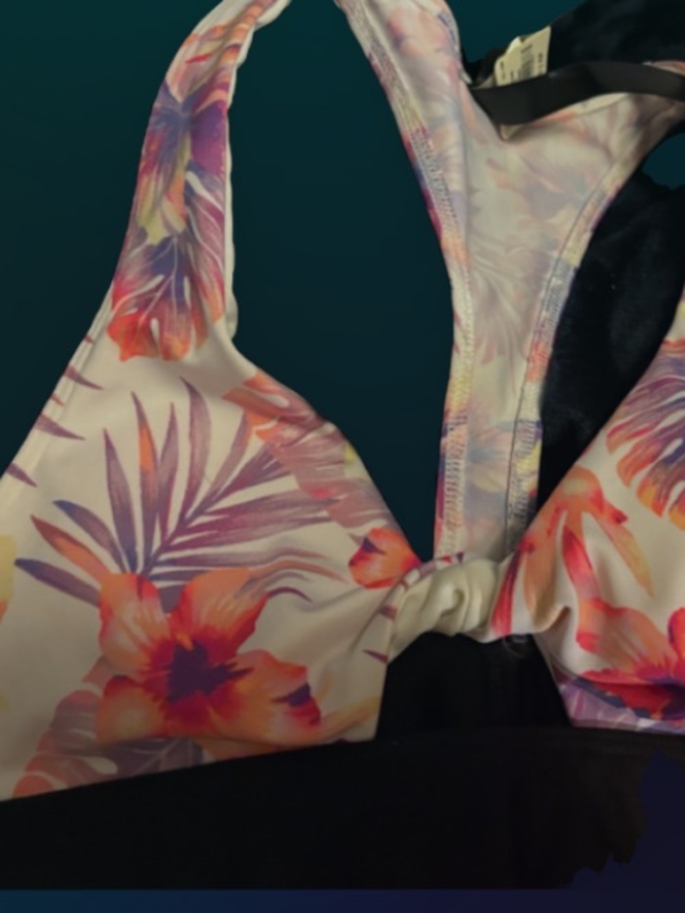 PINK Sport VS white with twist /!Pink & Purple Floral bk trim nwt! - Picture 1 of 3